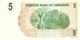 5 доларів dollars 2006-2008 рр Банкнота Зімбабве Африка UNC P-38 - изображение 2
