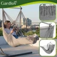 Подвесное кресло-гамак Gardlov 220x100x115 см из хлопка для сада и террасы с двумя подушками и металлической планкой Серое - изображение 7