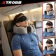 Дорожный набор Xtrobb 26087 3D подушка для шеи с маской и берушами полиэстер Черно-серый для путешествий самолетом авто - изображение 2