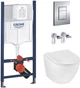 Инсталляция Grohe Rapid SL Solido 3884966Q с панелью смыва Even + унитаз подвесной Kroner Harz WHI493736 Tornado Rimless с сиденьем Soft Close дюропласт (3884966KH49T) - изображение 1