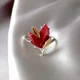 Серебряное кольцо 925 пробы с золотыми пластинами 375 пробы с кораллом 17,5 размер - изображение 2