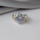 Серебряное кольцо 925 пробы с золотыми пластинами на большом камнем - изображение 1