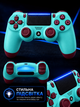 Джойстик игровой универсальный для sony playstation ps3 ps4 PC ios android tv windows беспроводной Doubleshock bluetooth геймпад сони плейстейшен пс3 пс4 пк компьютера андроид тв с двойной вибрацией сенсором аудио динамиком + зарядный кабель бирюзовый - изображение 2
