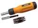 Отвертка с реверсом MASTERTOOL 12-В-1 PH1-2-3/PZ1-2-3/SL4-5-6/T15-20-25 25 мм магнитный держатель 40-0518 - изображение 1