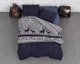 Турецкое новогоднее постельное белье First Choice фланель Happiness navy blue евро - изображение 1