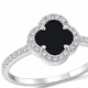 Кольцо серебряное Клевер с ониксом и фианитами Silver Style 16 р. (120316.60 sku:2300104344535) - изображение 2