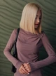 Трикотажная женская кофта лонгслив с асимметричным вырезом с длинным рукавом 46-48, Мокко - изображение 3