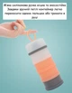 Портативный контейнер для сухой молочной смеси 4 секции с дозатором-лейкой и силиконовой ручкой PP 18×7,6 см розово-серый U9858 - изображение 6