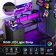 Компьютерный стол Huuger, для геймеров с LED-подсветкой, черный - изображение 4