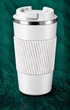 Термокружка термочашка 510 мл з кришкою, вакуумний термос для кави та чаю з нержавіючої сталі, герметична, автомобільна дорожня туристична, біла. - изображение 1