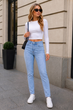 Зауженные женские голубые стрейчевые джинсы скини Zara 24 - изображение 7