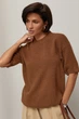 Свободный вязаный джемпер с коротким рукавом цвет коричневый размер ONE SIZE FL_003557 - изображение 5