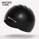 Шапочка для плавания WATERTIME, силиконовая шапочка для плавания, водонепроницаемая, не сдавливает, с увеличенными защитными накладками на уши, модная классическая тренировочная шапочка, черная. - изображение 4
