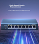 Коммутатор Hikvision DS-3E0508P-E на 8 гигабитных портов PoE неуправляемый в металлическом корпусе с грозозащитой - изображение 2