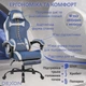 Геймерское кресло DEXON AURA RD-6072 с подставкой для ног, из велюра, металлическая крестовина, Синий - изображение 2