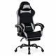 Геймерське крісло DEXON AURA RD-6072 з підставкою для ніг, з велюру, металева хрестовина, Чорний - зображення 1