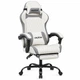 Геймерское кресло DEXON EVI RD-6072 с подставкой для ног, из экокожи, металлическая крестовина, Белый - изображение 1