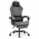 Геймерское кресло DEXON VELARIS RD-6072 с подставкой для ног, из льняной ткани + мягкие подушки из велюра, металлическая крестовина, Темно-серый - изображение 1