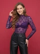 Жіночий ажурний гольф-водолазка з напівпрозорого мережива XS/S Фіолетовий (100145) - изображение 1