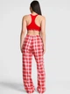 Штаны пижамные женские красные в клетку фланель красный+розовый Victoria's Secret PINK QAK18 размер S - изображение 4