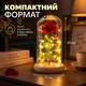 Декоративная красная роза в стеклянной колбе с LED-подсветкой 20×11 см, деревянная подставка, романтический подарок для особенных моментов - изображение 6