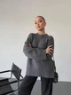 Стильный свитер из хлопка и акрила 42-46 графит - изображение 3