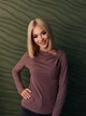 Лонгслив женский с асимметричным вырезом из трикотажа в рубчик мокко 46-48 - изображение 4