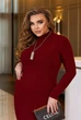 Женское однотонное платье в рубчик, цвет бордовый XS - изображение 3