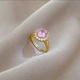 Регульована каблучка з круглим рожевим цирконом - изображение 3