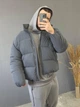Мужская зимняя куртка пуховик утепленная оверсайз со съемным капюшоном дутая на пуху унисекс до -25℃ Blaid XL Темно Серая - изображение 4