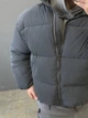 Мужская зимняя куртка пуховик утепленная оверсайз со съемным капюшоном дутая на пуху унисекс до -25℃ Blaid XL Темно Серая - изображение 7
