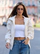 Оверсайз зип толстовка из трикотажа на флисе с капюшоном ISSA PLUS 15895 3XL молочная (issa2007682861910) - изображение 1