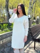 Женское платье вязаное с ажурными рукавами молочное 44-56 с1524.5082 - изображение 1