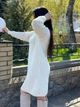 Женское платье вязаное с ажурными рукавами молочное 44-56 с1524.5082 - изображение 4