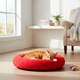 Лежанка для собак и кошек Pet Choice овальная 55x50 см из искусственного меха Красная мягкая и износостойкая зона отдыха для домашних питомцев - изображение 2