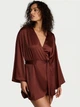 Халат Victoria's Secret Satin Short Robe Dark Chili M/L Бордовий (27178932D) - зображення 1