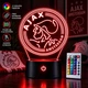 Светильник ночник «Логотип футбольного клуба AJAX Аякс» лампа с пультом, подарок фанату футбола болельщику (7 цветов 4 режима) (3DP198) - изображение 1