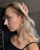 Сережки кажани з червоним кристалом, сережки-підвіски з ювелірної біжутерії готичні довгі Срібні - зображення 4