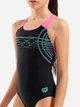 Детский слитный купальник для бассейна для девочки Arena Sunrise Swimsuit Swim Pro Back 010762-590 128 см Черный/Бирюзовый/Розовый (3468337848684) - изображение 3