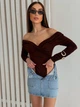 Жіночий боді з драпіруванням 1119, шоколадний, one size - зображення 5