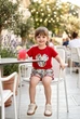 Костюм с шортами "Комикс-принт" Kiddo красный 110 см - изображение 1