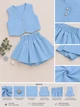 Комплект-двойка «Princess Style» жилетка и юбка-шорты Kiddo голубой 104 см - изображение 3