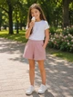 Шорты для девочки с камешками Kiddo пудровый 134 см - изображение 2