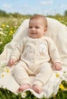 Комбинезон молочного цвета с фактурным узором и аппликацией зайчика Kiddo молочный 68 см - изображение 1