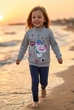Кофта серая с принтом белого котика и пайетками Kiddo серый 104 см - изображение 1