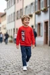 Кофта красная с принтом луны и надписью Kiddo красный 116 см - изображение 1