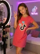Платье 'TikTok Heart' – Бирюзовые сердца Kiddo малиновый 152 см - изображение 1