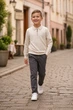 Кофта молочная поло с рельефным узором Kiddo молочный 146 см - изображение 1