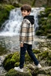 Рубашка-куртка в клітинку з капюшоном для хлопчика Kiddo бежевий з чорним 170 см - зображення 2