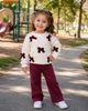 Комплект теплый «Бантики» Kiddo бордовый 104 см - изображение 1
